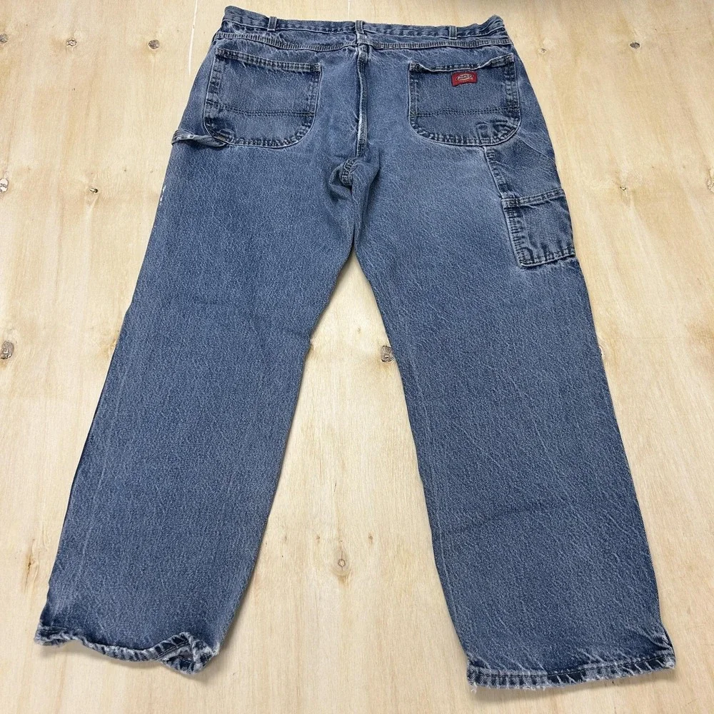 Y2K Dickies Carpenter Jeans Mens 38x30 Medium Wash Blue Denim Relaxed Straight